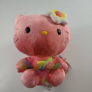 TY HELLO KITTY PINK BEANIE BABY - Aloha Hawaii Lei - Sanrio - NWT #41029